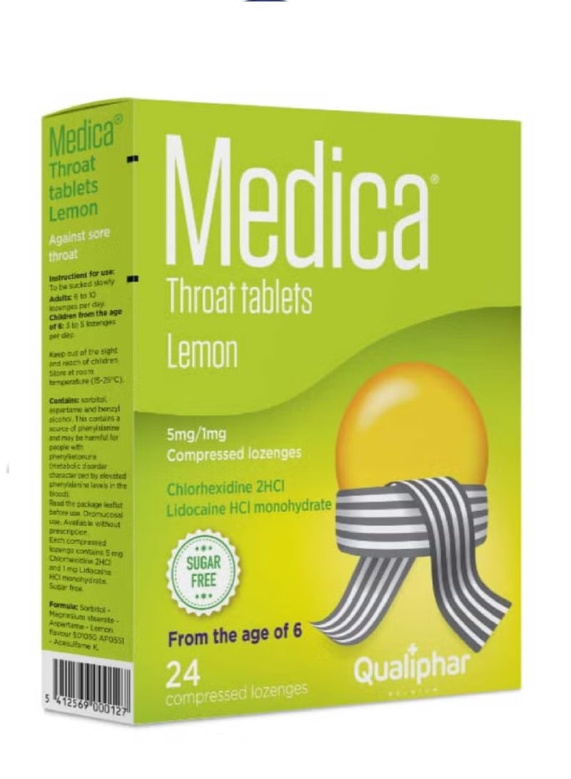 Qualiphar MEDICA THROAT TABLETS LEMON LOZ. 24'S