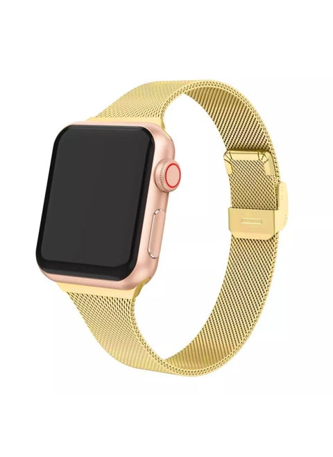 Watch 8/7/se/6/5/4321 Milanese Buckle Small Waist Steel Strap Watch Band Compatible All Models-Color:38/40/41/(10th Generation) 42mm Gold