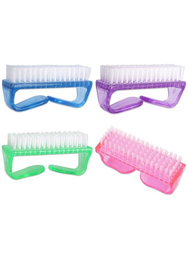 Beauticom (Pack Of 4 Pieces) Mixed Colored Scrub Brush With Handle For Use On Nails Brush Cleaning Brush Manicure Brush Sanitize Brush General Use Brush  - Image 1