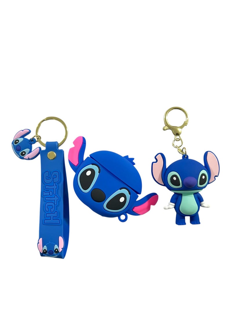 STITCH - Compatible with Stitch AirPods 4 Case , Protective Silicone Cute Funny Kawaii for Stitch AirPods 4 Case, Kids Teens Boys Girls Cartoon 3D Cover for AirPods 4 Case Stitch with Ring (Big Ear Blue Stitch) - Image 1