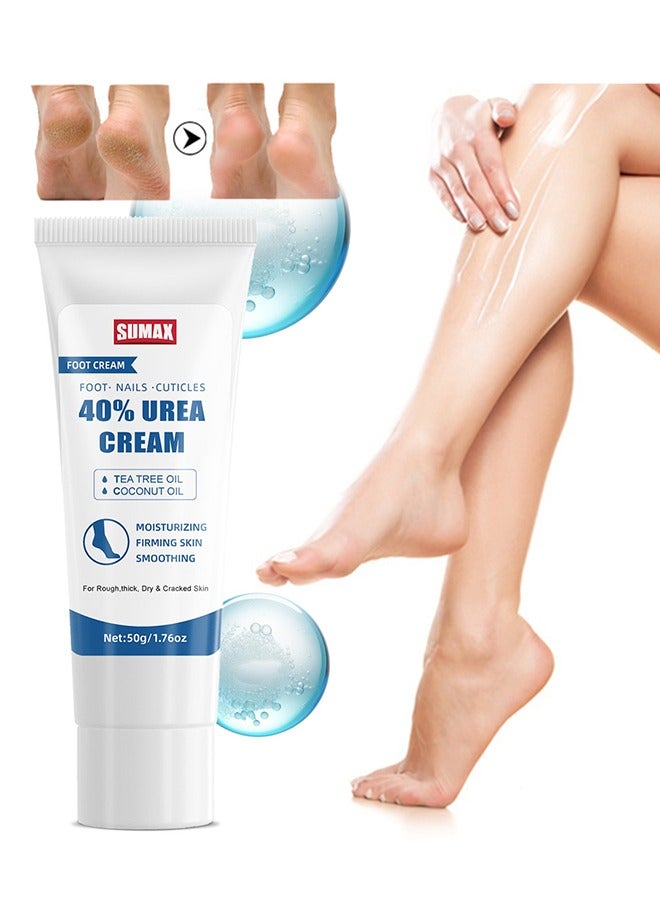 SUMAX 40% Urea Cream ，Foot Cream for Cracked Feet Hands 50g Callus Remover Hand Cream Foot Cream for Cracked Foot Heels Elbows Nails Knees Skin Moisturizer Urea Lotion with Maximum Strength for Men and Women - Image 1