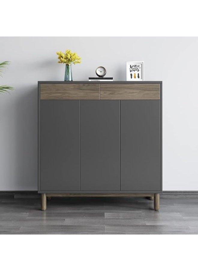Generic Nordic Wooden Simple Shoe Cabinets Thin Design Entrance Vertical Wooden Shoe Home Furniture (Color : A, Size : 105x100cm)  - Image 1