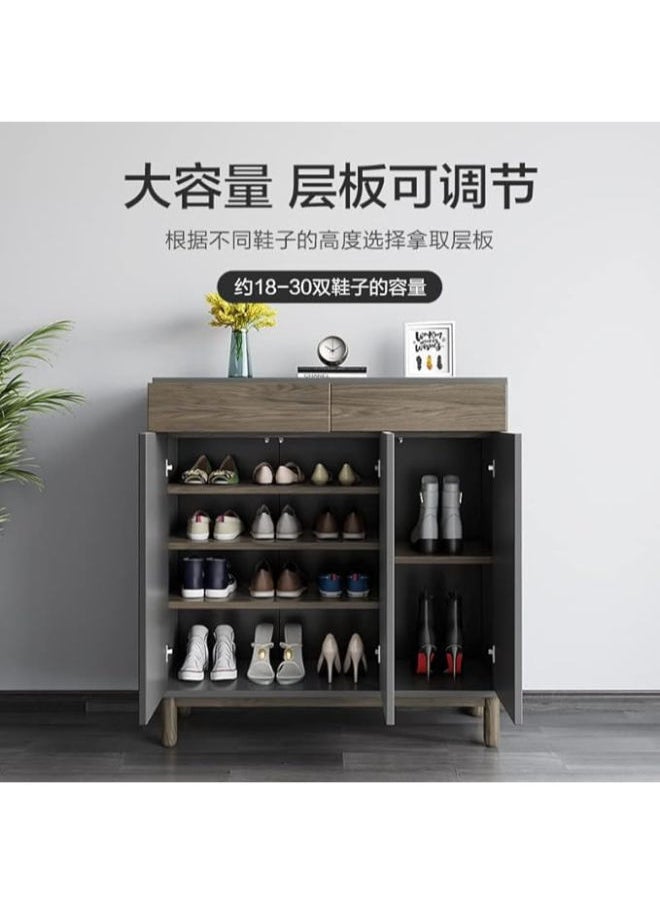 Generic Nordic Wooden Simple Shoe Cabinets Thin Design Entrance Vertical Wooden Shoe Home Furniture (Color : A, Size : 105x100cm)  - Image 3