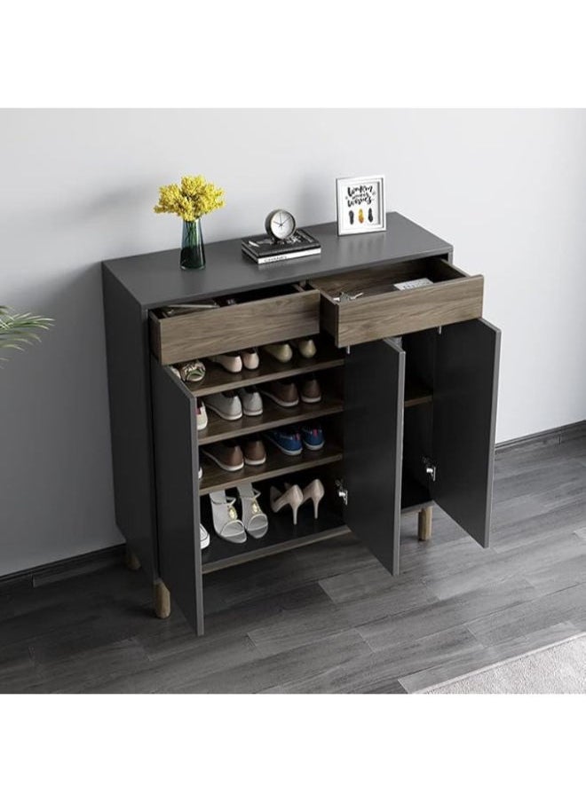 Generic Nordic Wooden Simple Shoe Cabinets Thin Design Entrance Vertical Wooden Shoe Home Furniture (Color : A, Size : 105x100cm)  - Image 4