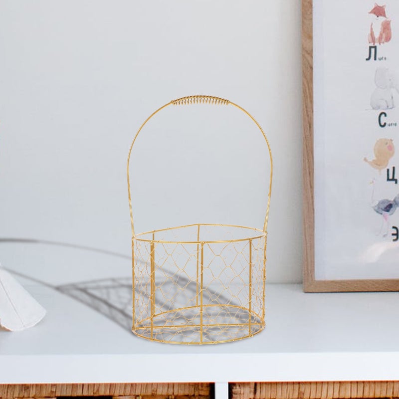 Empty Iron Basket Decorative Kraft Basket Wedding Bin With Handles 20cm - Image 1