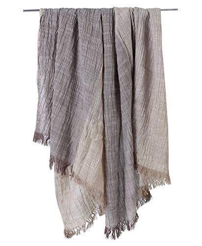 GERINLY Two Tone Scarf Fringe Casual Shawl for Men Nomad Desert Wrap Fashion Male Basic Scarf Linen Hijab (Brown) - Image 4