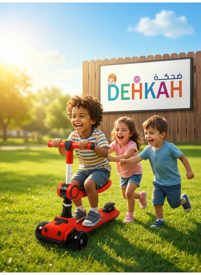 ضحكة  سكوتر أطفال 2 في 1 مع مقعد قابل للطي - سكوتر ثلاثي العجلات بعجلات مضيئة ومقود قابل للتعديل - Image 3