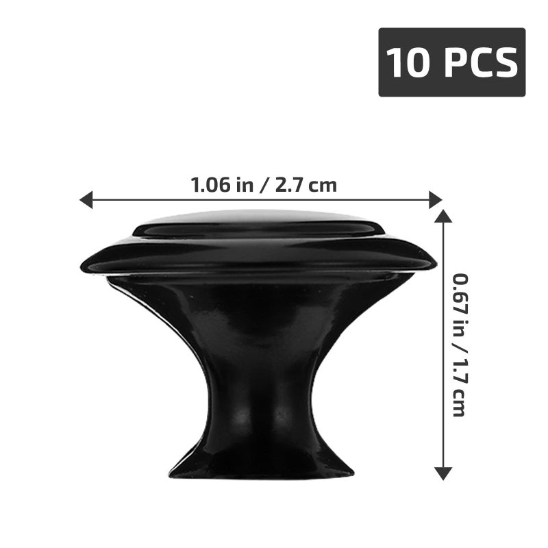 Black Metal Door Handles 27mm Round Single Hole No Screw Cabinet Knobs Wardrobe Pulls - Image 3