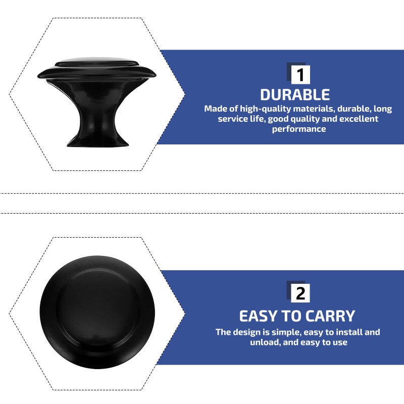 Black Metal Door Handles 27mm Round Single Hole No Screw Cabinet Knobs Wardrobe Pulls - Image 4