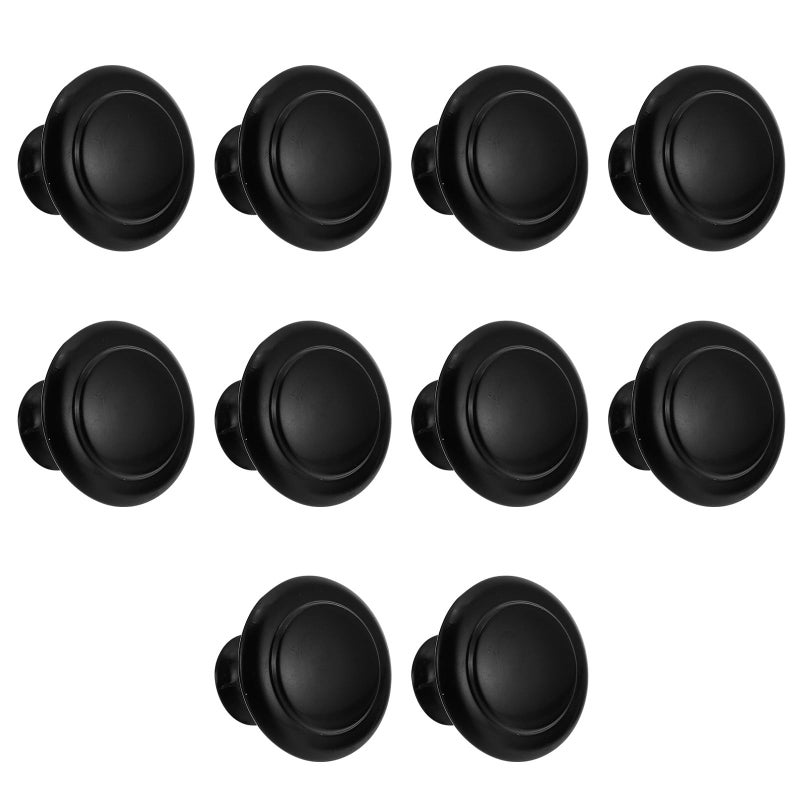 Black Metal Door Handles 27mm Round Single Hole No Screw Cabinet Knobs Wardrobe Pulls - Image 2