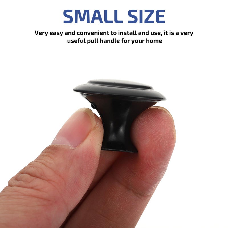 Black Metal Door Handles 27mm Round Single Hole No Screw Cabinet Knobs Wardrobe Pulls - Image 5