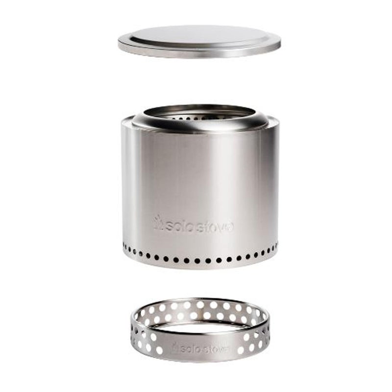 Solo Stove Solo Stove Ranger Essential Bundle 20  Incl Ranger Smokeless Fire Pit Stand Lid Camping Accessories Portable for Wood Burning Removable Ash Pan Stainless Steel H1525in x Dia 15in 161lbs