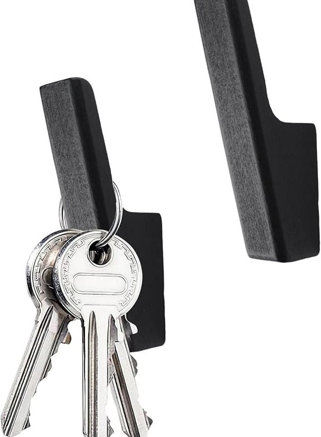 خطافان حائط من الخشب الأسود، شماعات معطف ريفية للمناشف والملابس والقبعات والحقائب والمفاتيح - Image 2