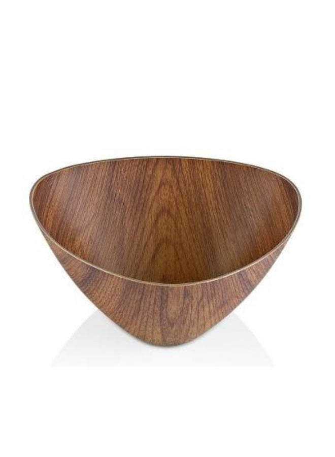 إيفيلين وعاء بلاستيكي بلمسة نهائية خشبية للسلطات والفواكه والفشار يضيف مظهرًا أنيقًا لمنزلك مثلث الشكل 12 سم (مضاد للكسر) - Image 1