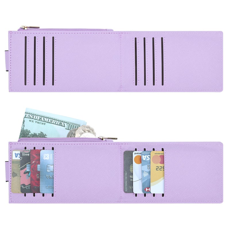Chelmon Womens Wallet Slim RFID Blocking Bifold Multi Card Case Wallet with Zipper Pocket (Light Purple) - Image 5