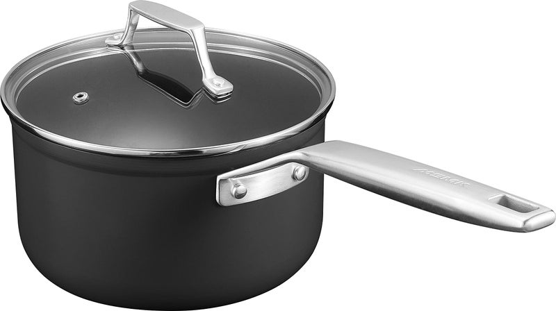 MSMK 35 Quart Non stick Sauce Pan with lid StayCool Handle Burnt also Nonstick PFOA Free NonToxic Scratchresistant Induction Cooking Pot
