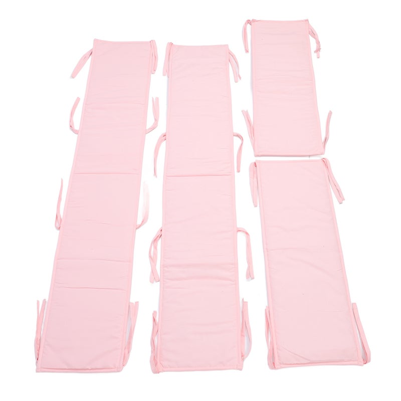 4pcs Baby Bumpers Padded for Full Size Cribs Collision Protection Solid Color Soft Breathable Crib Liner Bumper Pink - Image 2