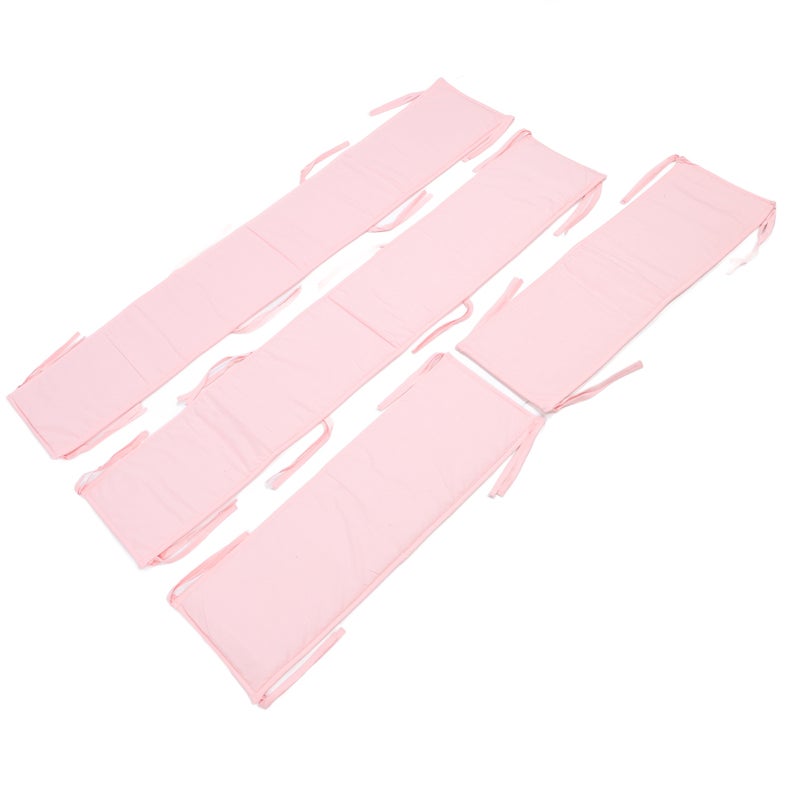 4pcs Baby Bumpers Padded for Full Size Cribs Collision Protection Solid Color Soft Breathable Crib Liner Bumper Pink - Image 1