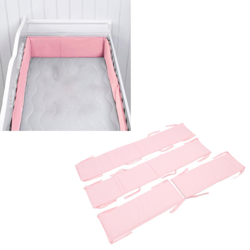4pcs Baby Bumpers Padded for Full Size Cribs Collision Protection Solid Color Soft Breathable Crib Liner Bumper Pink - Image 3