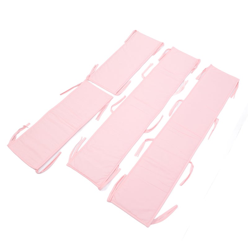 4pcs Baby Bumpers Padded for Full Size Cribs Collision Protection Solid Color Soft Breathable Crib Liner Bumper Pink - Image 4