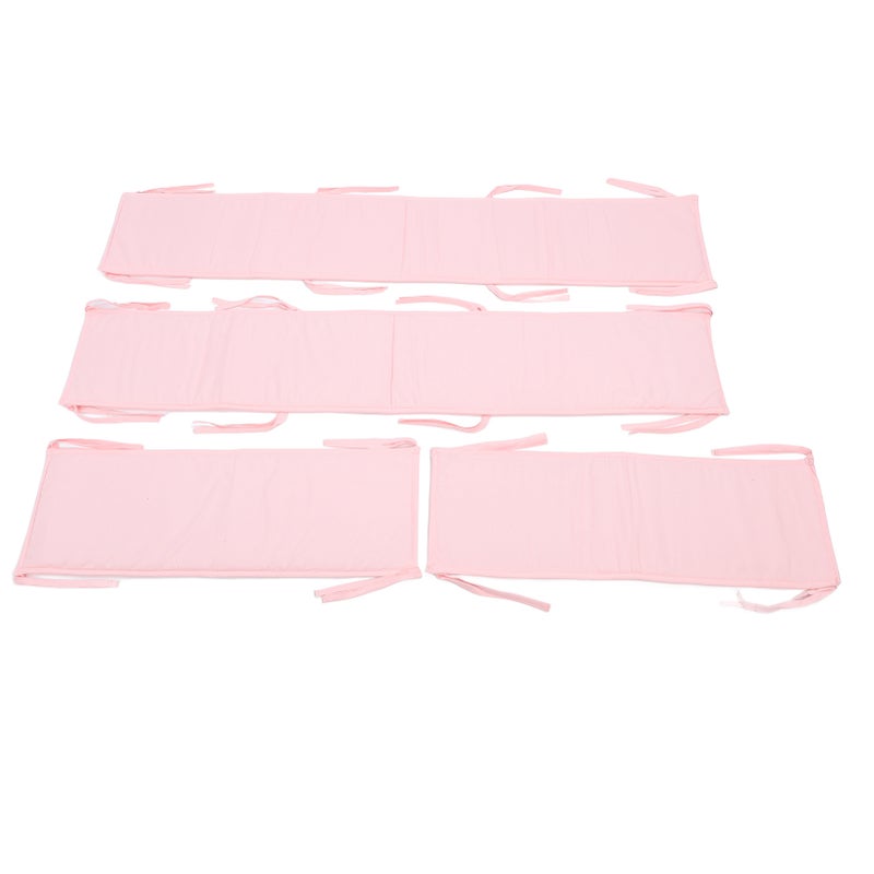 4pcs Baby Bumpers Padded for Full Size Cribs Collision Protection Solid Color Soft Breathable Crib Liner Bumper Pink - Image 5