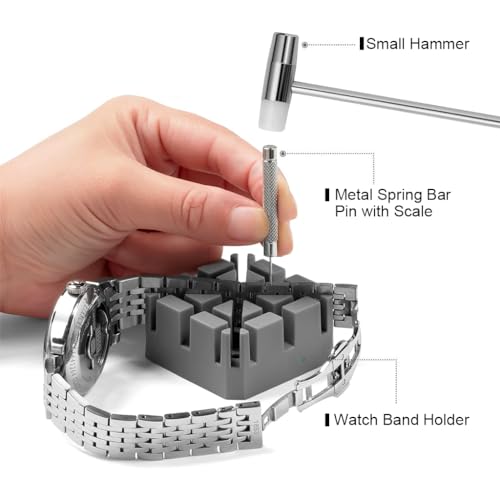 Serplex® Watch Repair Kit 24 in 1 Watch Repair Kit for Wrist Watch Professional Watch Repair Kit with Spring Bar Tool, Watch Case Opener, Link Remover Tool, Cotter Pins, Hammer, Storage Bag - Image 3