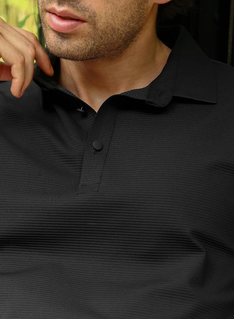 CAHOOT  Men's Onyx Black Seamless Lined Polo T-Shirt for Men | Best Price UAE