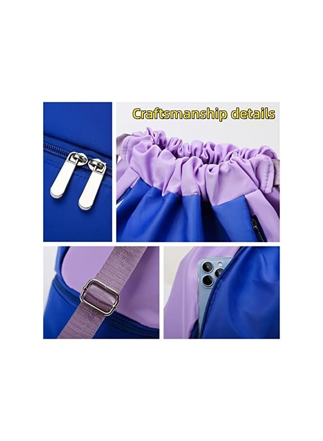 Raxoom Drawstring Backpack Shoe Storage Large-Capacity Swimming Bag Side Zipper Pocket Portable Storage Bag Men Dry & Wet Separation Waterproof Beach Bag Female Fitness Sports Bag Waterproof - Image 3