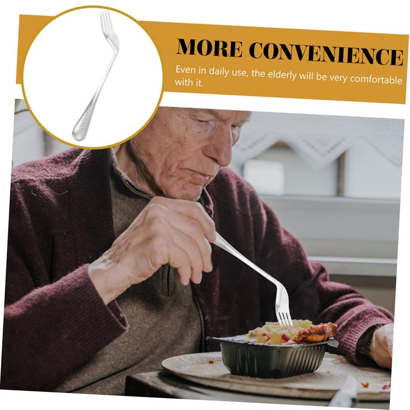 Angled Feeding Forks 2 Pack Ergonomic Design Utensils For Elderly And Disabled Dining - Image 5