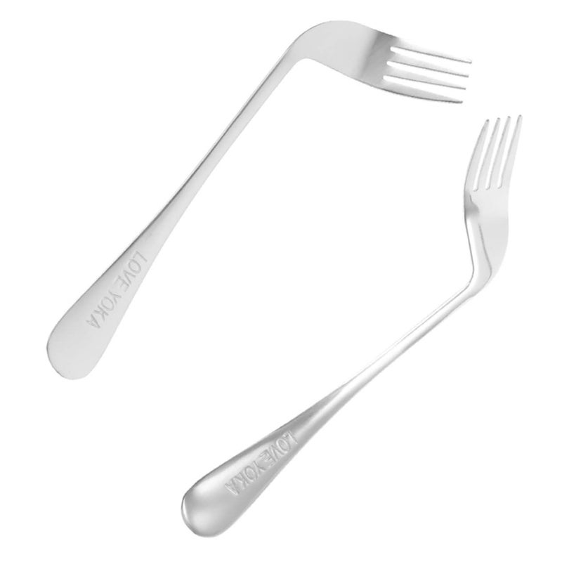 Angled Feeding Forks 2 Pack Ergonomic Design Utensils For Elderly And Disabled Dining - Image 2