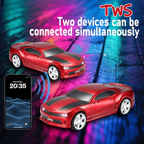 WSTER WS-592 Supercar Design Bluetooth Replica Speaker – Portable Car Model Wireless Speaker with TWS Stereo, FM Radio, LED Party Lights, USB/TF Playback, Hands-Free Calling, Microphone(Red) - Image 5