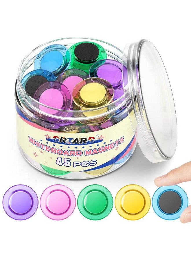 Grtard Grtard 45 Pcs Magnets for Whiteboard, Round Refrigerator Magnets Fridge Magnets Whiteboard Magnets, Dry Board Decorative Magnets Teacher Supplies for School, Home, Office (Colorful, 3cm/1.18 inch)  - Image 1