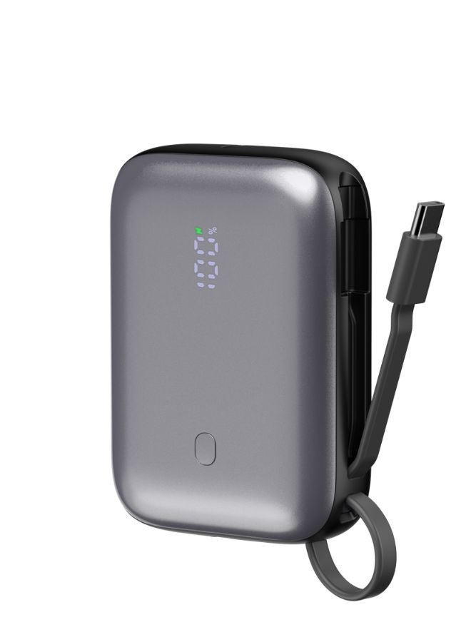 IQ TOUCH 10000mAh Mini Power Bank – Built-in USB-C Cable, 22.5W PD Fast Charging, 3A Max Output, LED Indicator, Lightweight, Multi-Device Charging & Protection, Black, MINIPOWER-10-C - Image 1