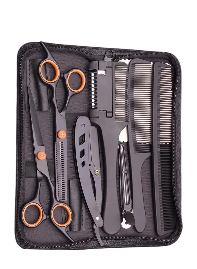 6-inch hair cutting scissors hair cutting tool set. Hair cutting scissors set. Thinning scissors styling tool, shaver comb set, hair cutting comb, shaver, double-sided comb, apple comb - Image 1