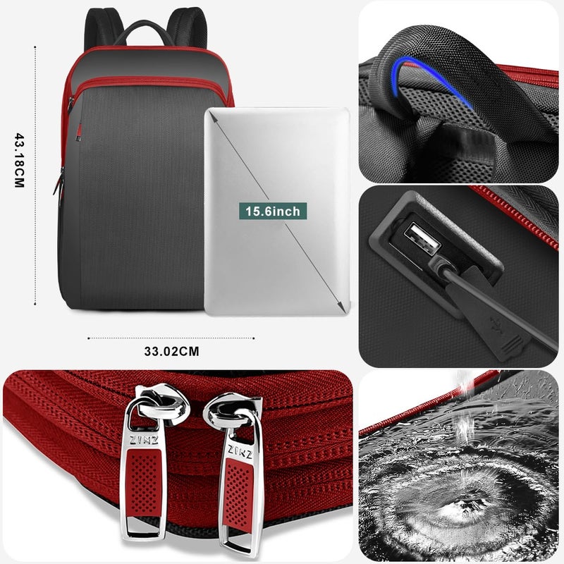 ZINZ Slim and Expandable 15 15.6 16 Inch Laptop Backpack Anti Theft Business Travel Notebook Bag with USB, Multipurpose Large Capacity Daypack for Men & Women,B01RD01 - Image 4