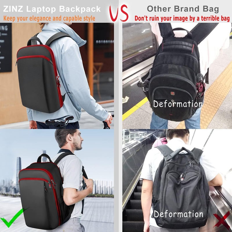 ZINZ Slim and Expandable 15 15.6 16 Inch Laptop Backpack Anti Theft Business Travel Notebook Bag with USB, Multipurpose Large Capacity Daypack for Men & Women,B01RD01 - Image 5