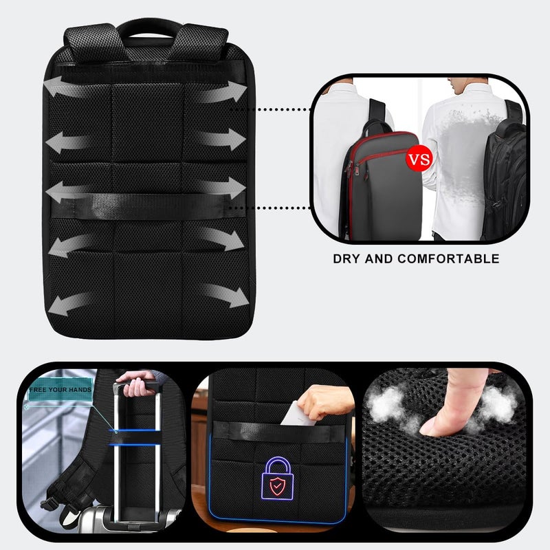 ZINZ Slim and Expandable 15 15.6 16 Inch Laptop Backpack Anti Theft Business Travel Notebook Bag with USB, Multipurpose Large Capacity Daypack for Men & Women,B01RD01 - Image 2