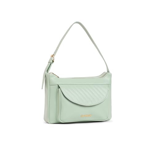 Caprese Jessica Hobo Medium Green Bag for Women Shoulder Bag with Adjustable Strap|Back Zip|Trendy New Shape, Spacious Design, Ideal for Office, Daily Use, and Travel - Image 3