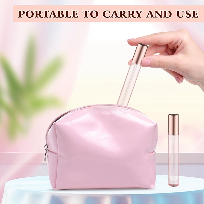 glasstore 12 Pack 10 ml/0.3oz Pink Glass Spray Bottles Refillable Empty Perfume Bottles Travel Fine Mist Spray Bottles Sample Containers Atomizer For Perfume Essential Oils Liquid (round bottle) - Image 4