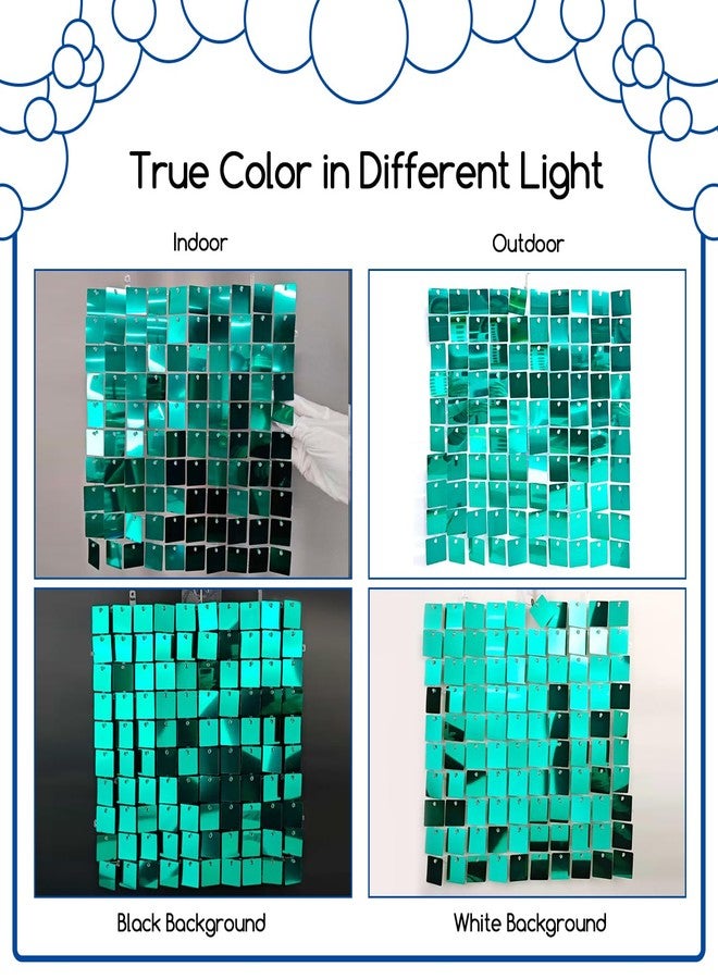 COKAOBE Emerald Green Shimmer Wall Backdrop, 24 Panels Square Sequin Shimmer Backdrop, Photo Backdrops for Birthday, Anniversary, Wedding, Graduation & Bachelorette Party Decoration - Image 4