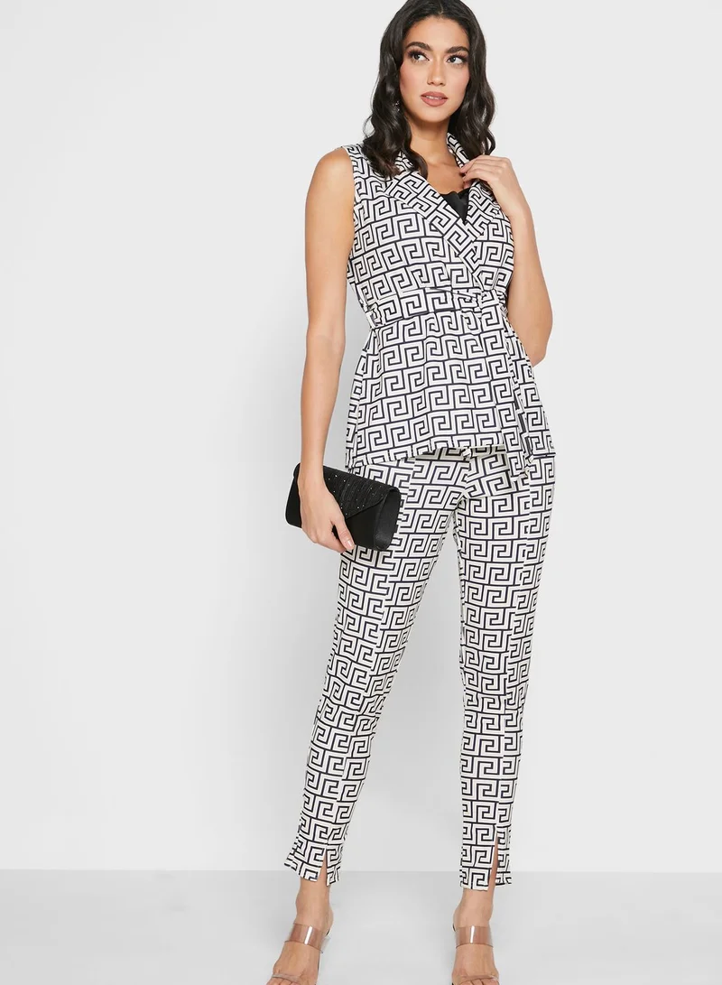 QUIZ Geo Print High Waist Pants