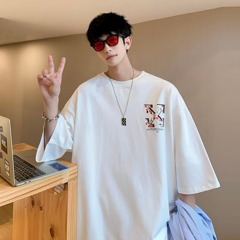 Heavy T-shirt Men's Short-sleeved Ins Trendy Brand All-match Printed Half-sleeved Clothes National Trendy Vintage Summer Half-sleeved T-shirt - Image 5