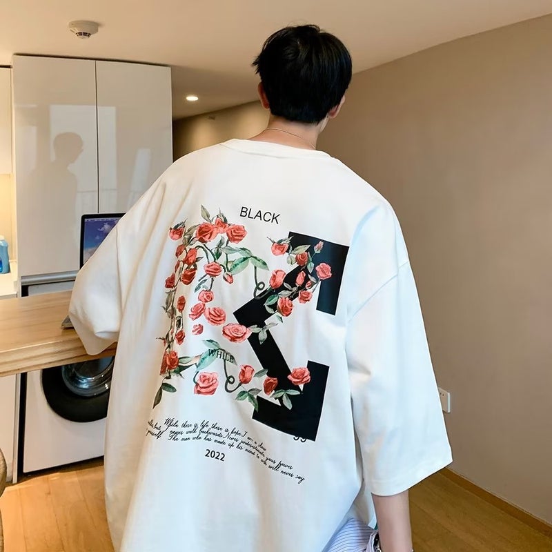 Heavy T-shirt Men's Short-sleeved Ins Trendy Brand All-match Printed Half-sleeved Clothes National Trendy Vintage Summer Half-sleeved T-shirt - Image 4