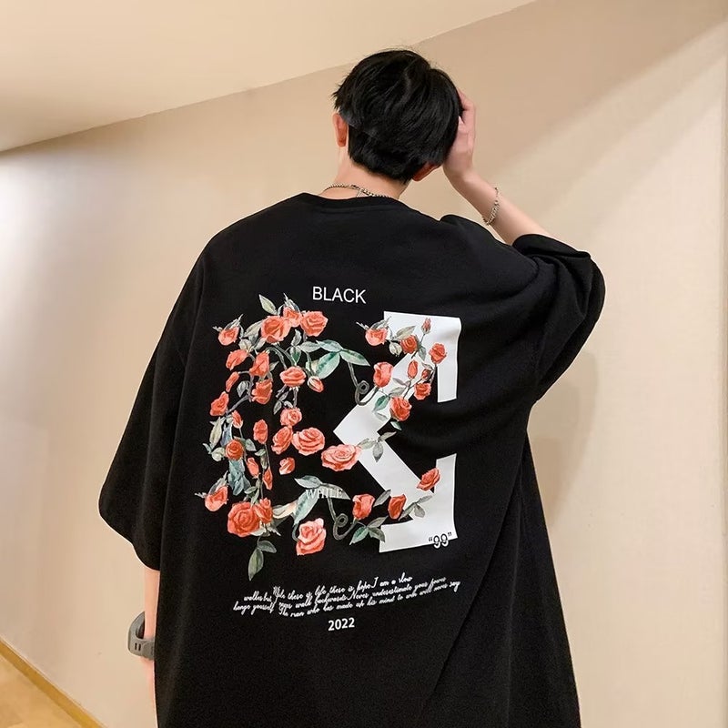 Heavy T-shirt Men's Short-sleeved Ins Trendy Brand All-match Printed Half-sleeved Clothes National Trendy Vintage Summer Half-sleeved T-shirt - Image 2
