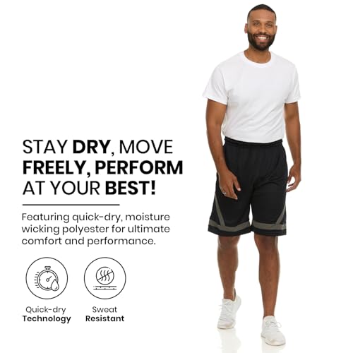 Essential Elements 4 Pack: Men's Dry-Fit Sweat Resistant Active Athletic Performance Shorts - Image 3