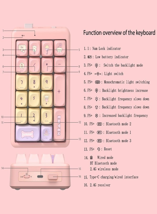 FOPATO S21 Number Pad, 21 Keys Hot Swappable Numpad, 3-Mode Bluetooth Wireless Numeric Keypad, Gasket Structure Mechanical Keyboard with RGB Linear Switch PBT Keycap for PC Laptop Notebook - Image 3