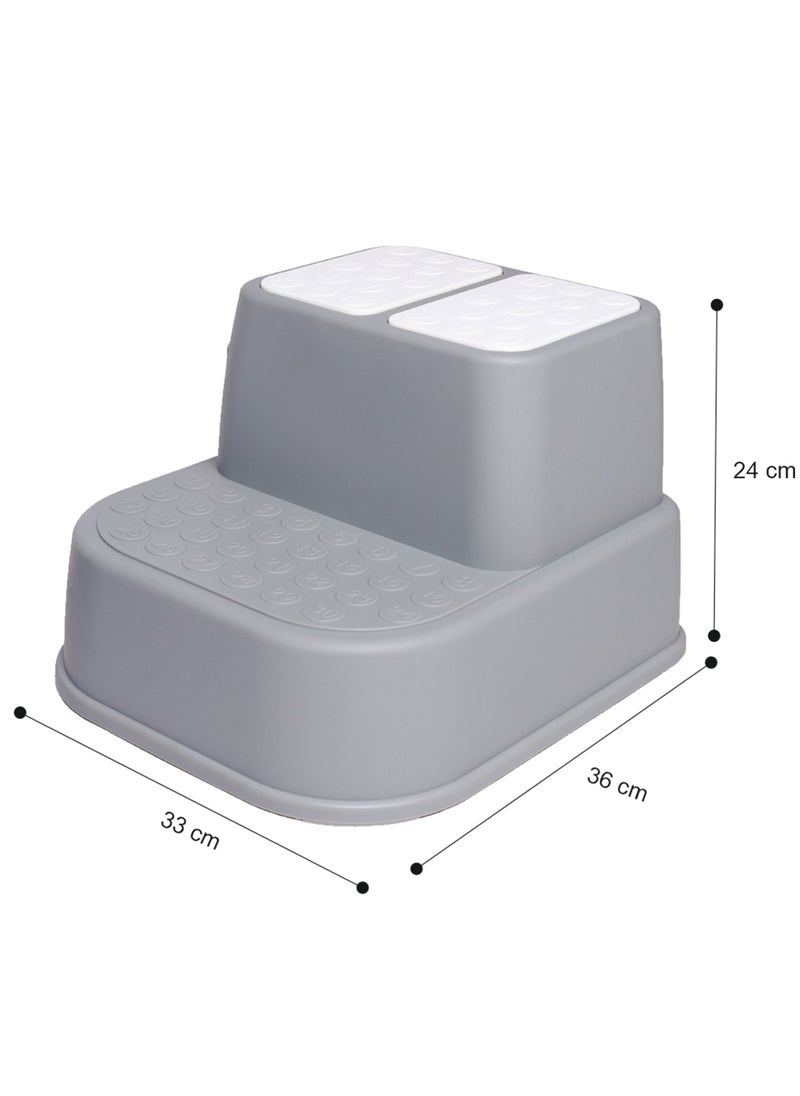 Eazy Kids - Lightweight And Durable Baby Step Stool With Dual Height - Grey - Image 1