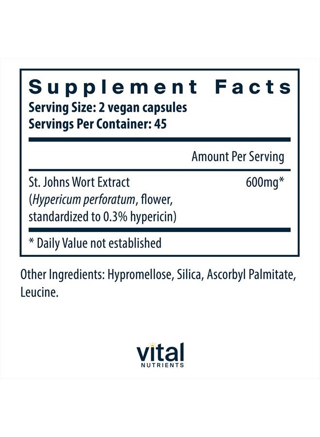 Vital Nutrients St John's Wort 300mg | Vegan Supplement to Promote Overall Well-Being and Healthy Outlook* | Potent .3% | Gluten, Dairy and Soy Free | Non-GMO | 90 Capsules  - Image 2