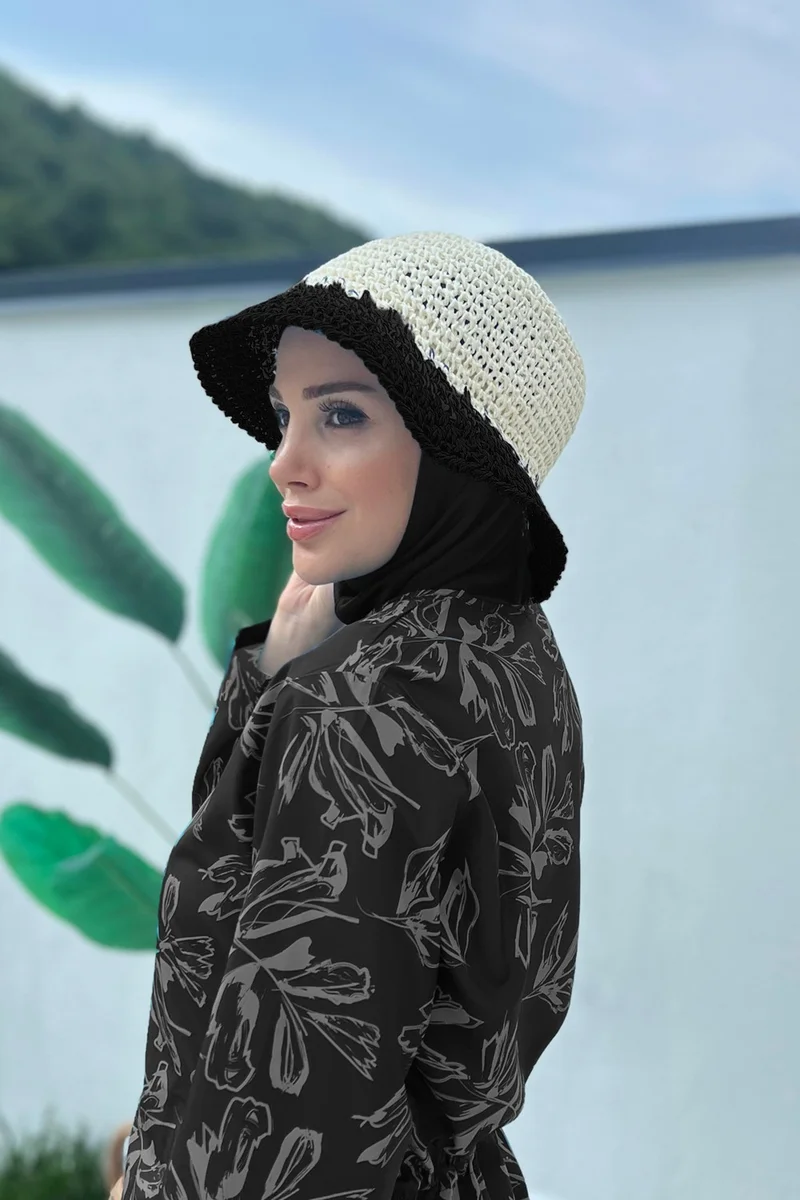 Remsa Mayo Handmade Straw Hat RŞ-102 Beige Black