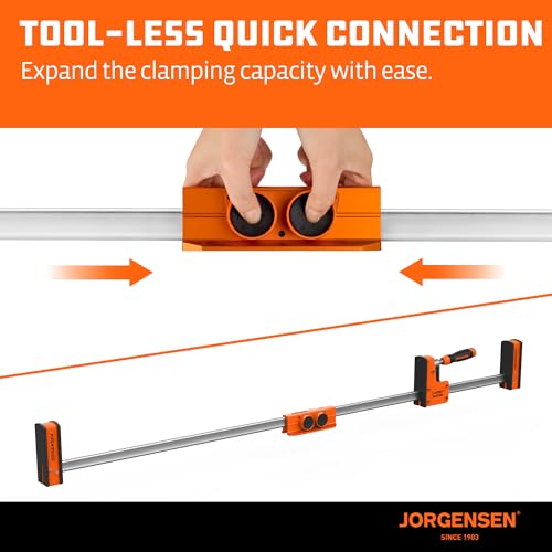 Jorgensen Parallel Clamp Extender, Heavy-Duty Aluminum Connector for Cabinet Master Clamps, 2200LBS Strength, Quick Tool-Free Lock, Extend Clamping Range for Woodworking and Cabinets - Image 4